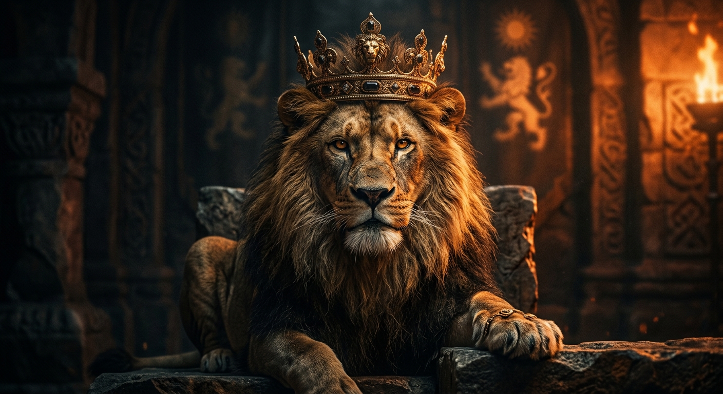 León coronado representando liderazgo