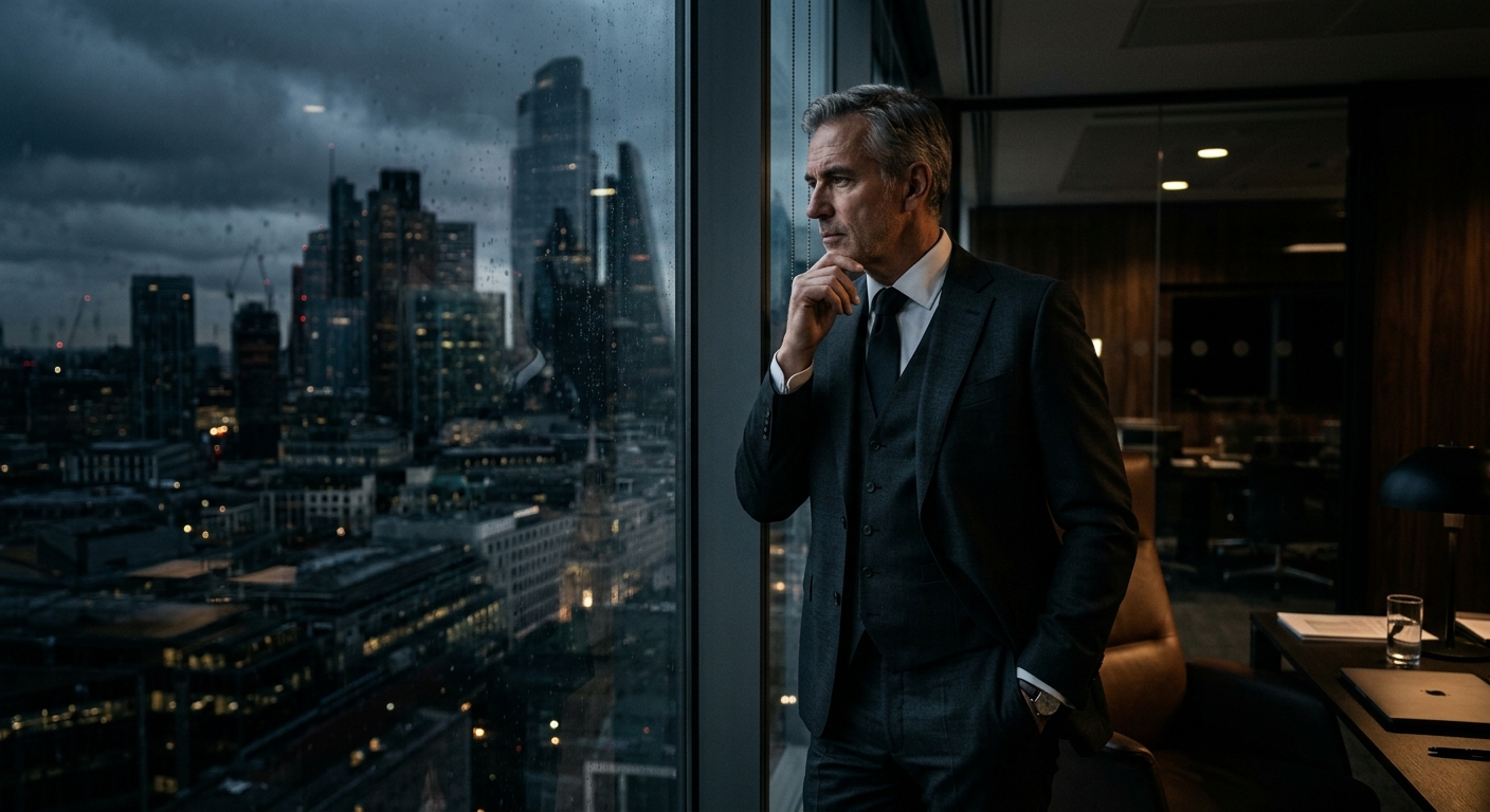 Ejecutivo frente a ventanal